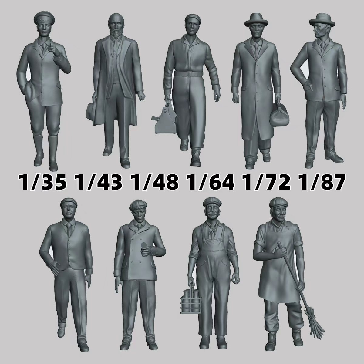 3D Printing Construction - Town Resident Civilians Man Resin Figures