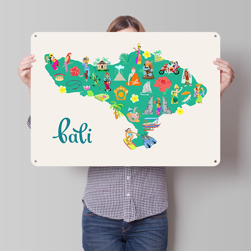 Bali Map Illustration Poster R - 3D Printing Bali 评论和价格