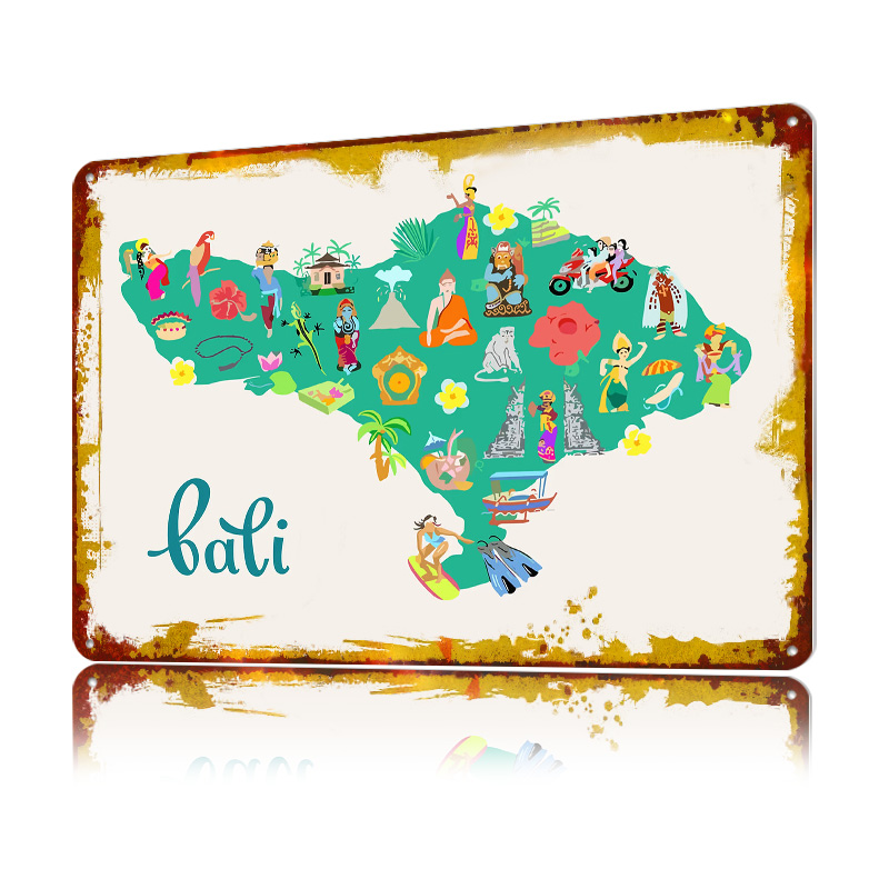 Bali Map Illustration Poster R - 3D Printing Bali 评论和价格