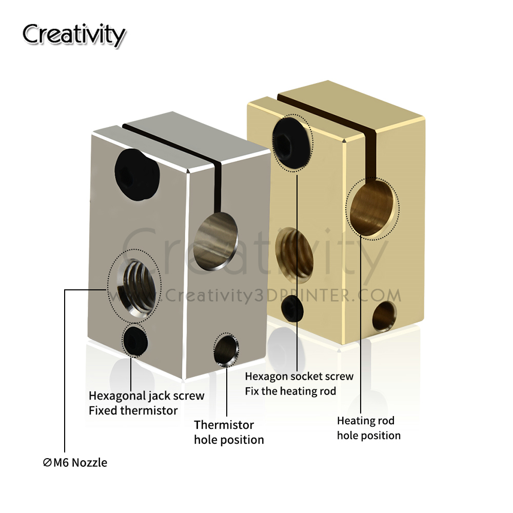 V6 PT100 Heater Block Plated C - 3D Printing Titanium 评论和价格