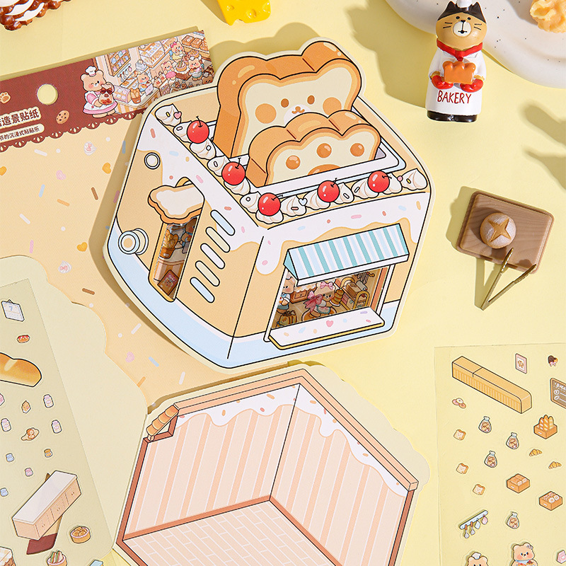 Cream Bear PET Diorama Sticker - 3D Printing Construction 评论和价格