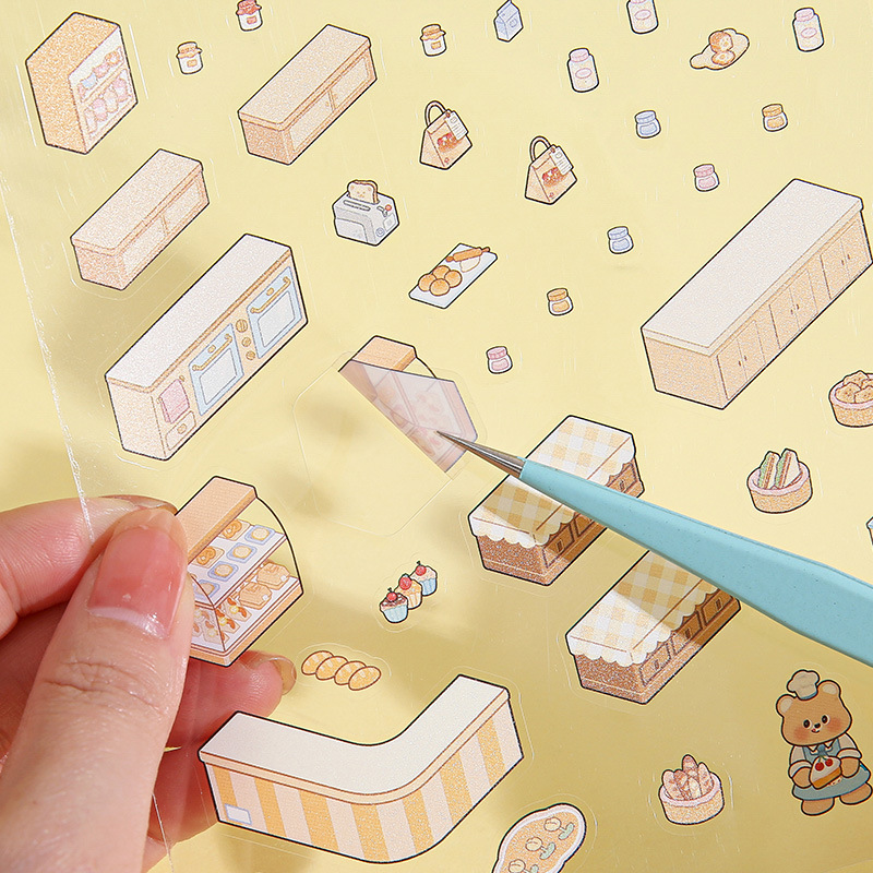 Cream Bear PET Diorama Sticker - 3D Printing Construction 评论和价格