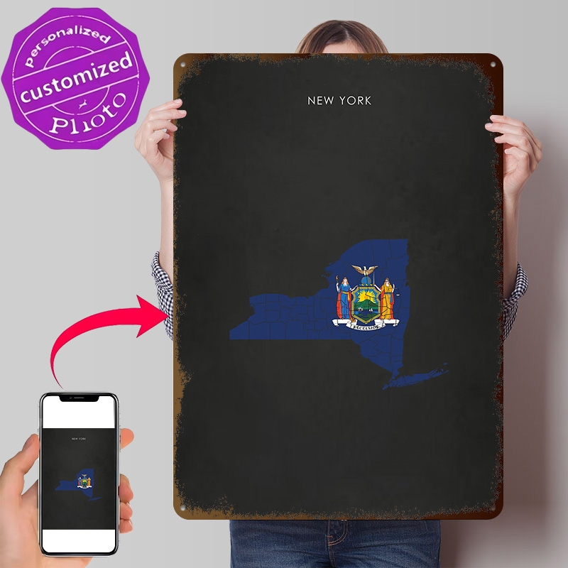 New York State Flag Map Poster - 3D Printing York 评论和价格