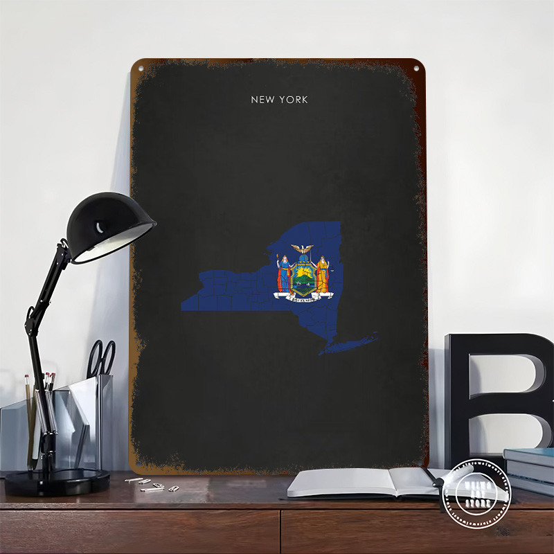 New York State Flag Map Poster - 3D Printing York 评论和价格