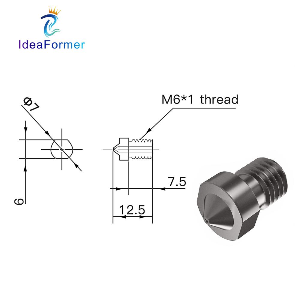 V6 Nozzle Hardened Steel 0.2/0 - 3D Printing Titanium 评论和价格