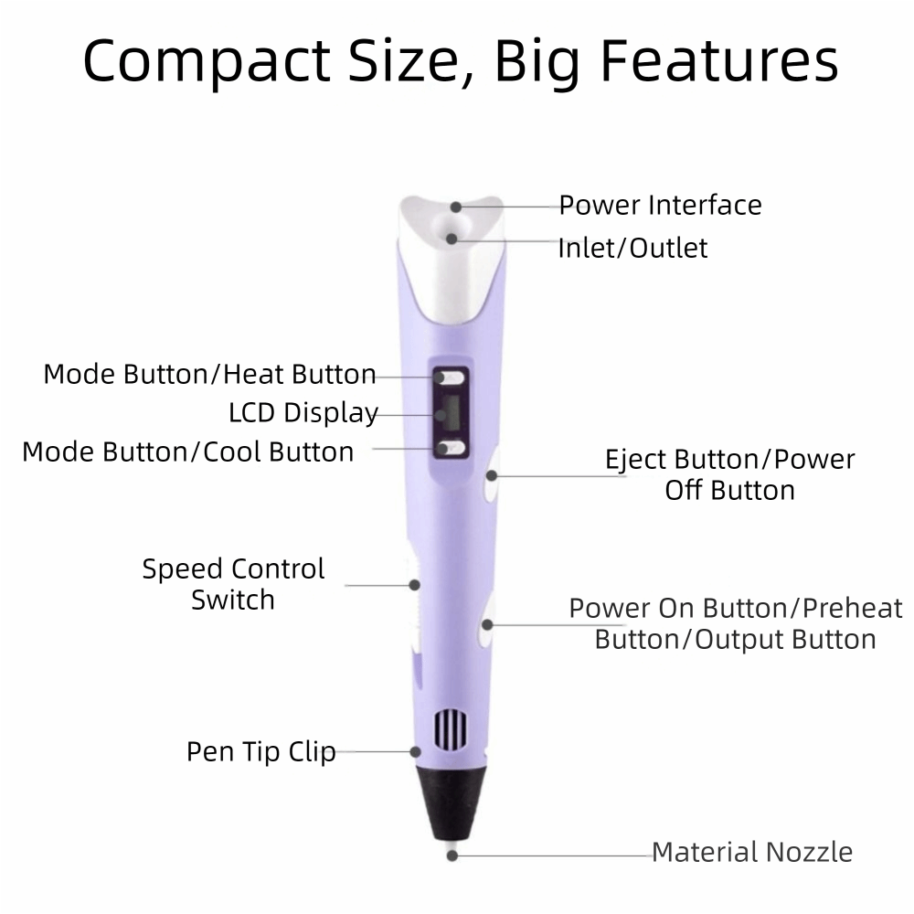USB 3D Printing Pen Adjustable - 3D Printing Pla 评论和价格