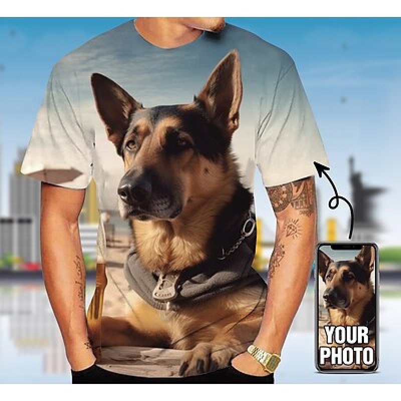 Custom Pet T Shirt for Men Des - 3D Printing Drawing 评论和价格