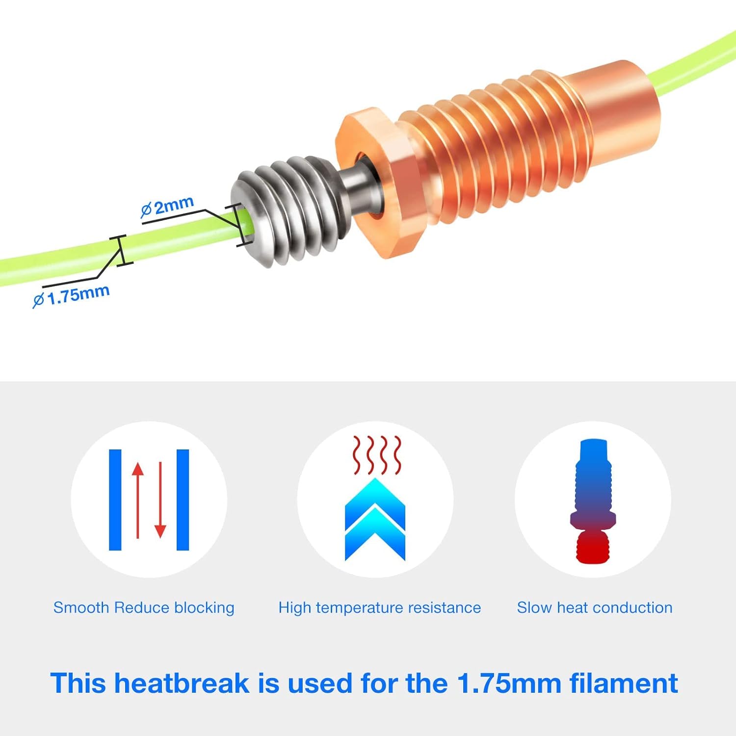 2PCS E3D V6 Hotend Heatbreak A - 3D Printing Titanium 评论和价格